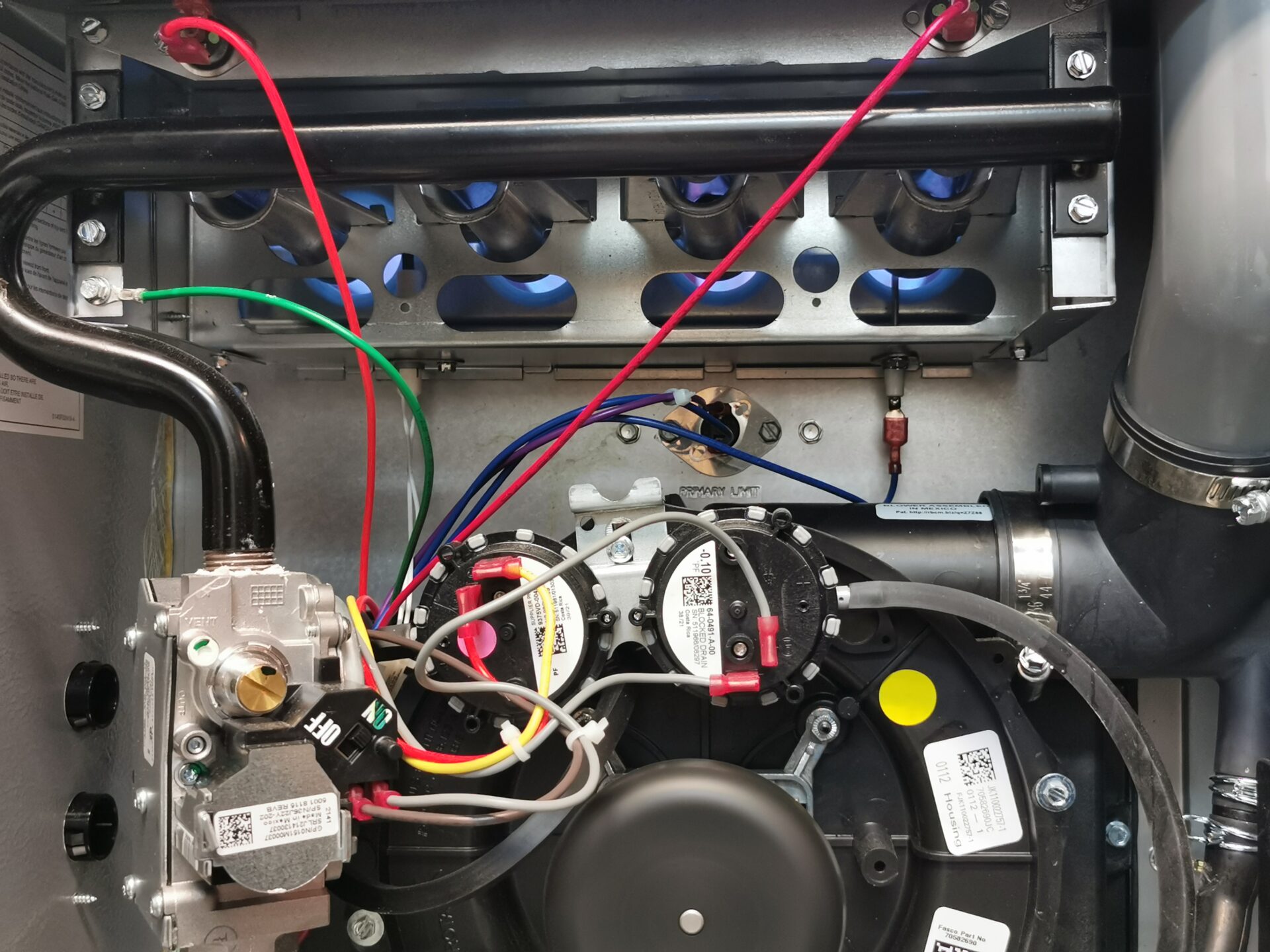 Gas appliance commissioned — burner firing correctly