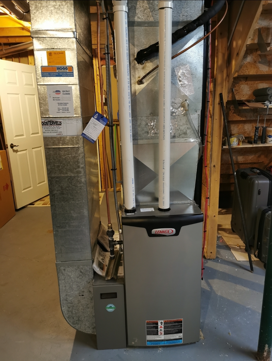 Newly installed Lennox high-efficiency gas furnace in a London Ontario basement — Hawana HVAC Solutions