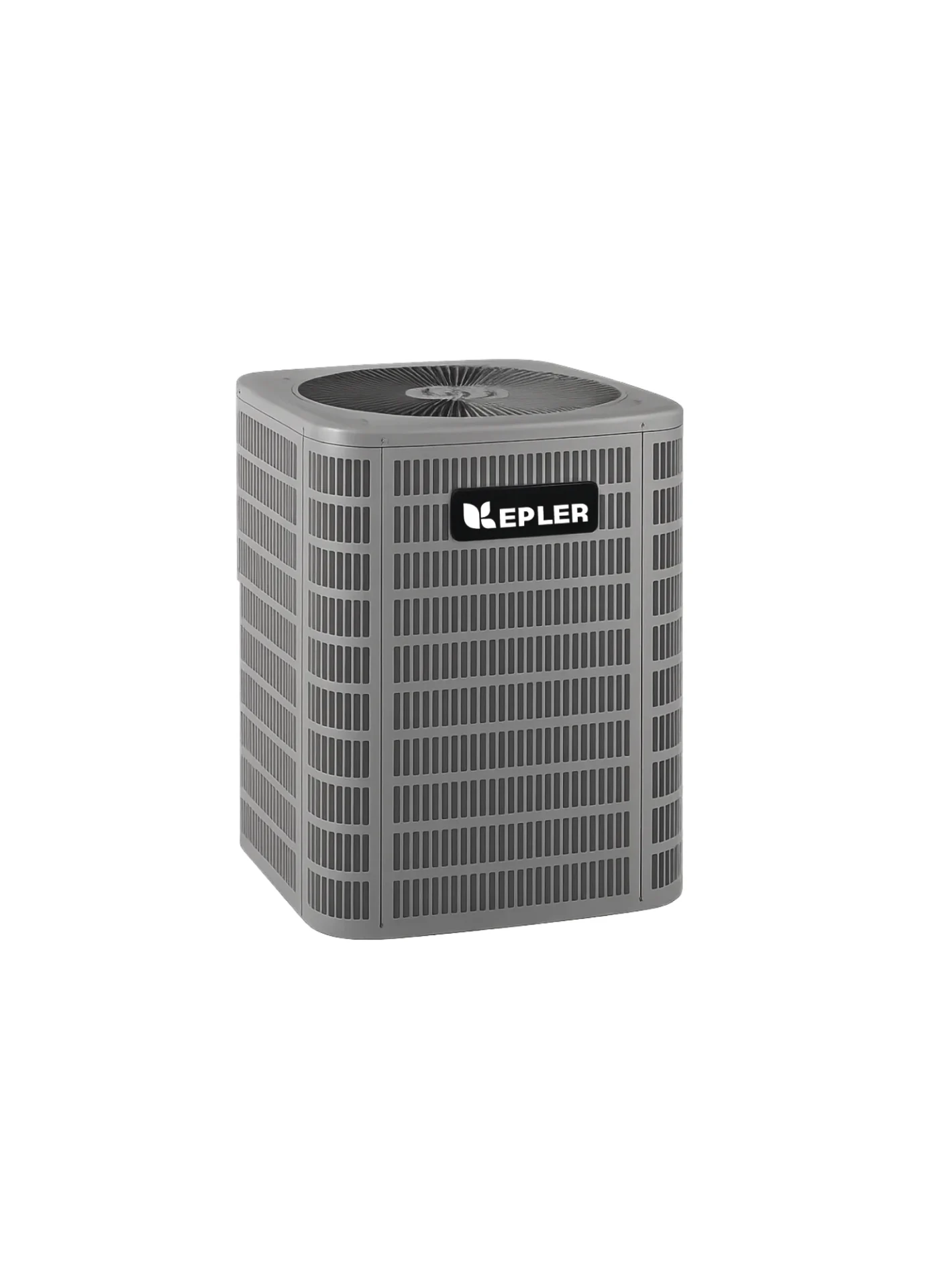 Kepler central air conditioner outdoor condenser unit on a white background.